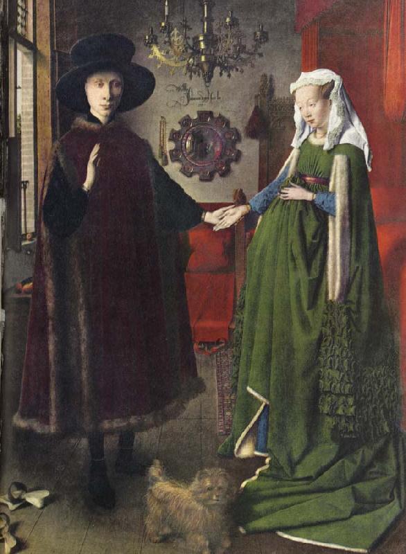 Jan Van Eyck The Italian kopmannen Arnolfini and his youngest wife some nygifta in home in Brugge Sweden oil painting art